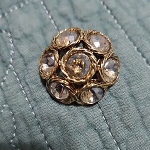 Elegant Gold and Silver Crystal Brooch